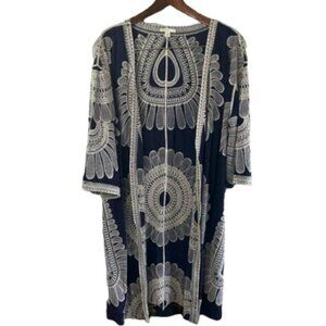 Est. 1946 Navy and White Embroidered Kimono Size Large